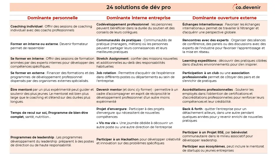 24 solutions de développement professionnelles